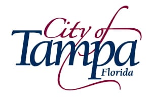 City of Tampa Florida official logo with stylized cursive text in navy and burgundy